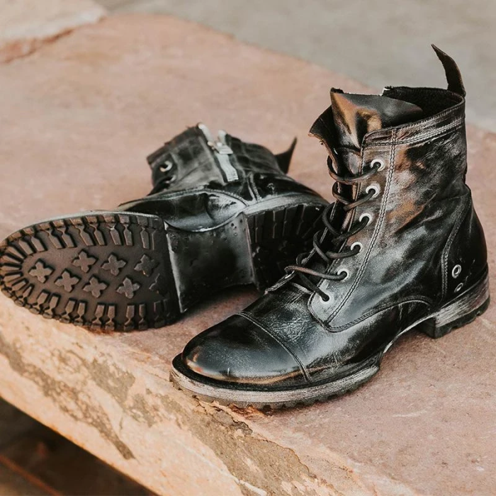 Men's Vintage Genuine Leather Lace Up Boots