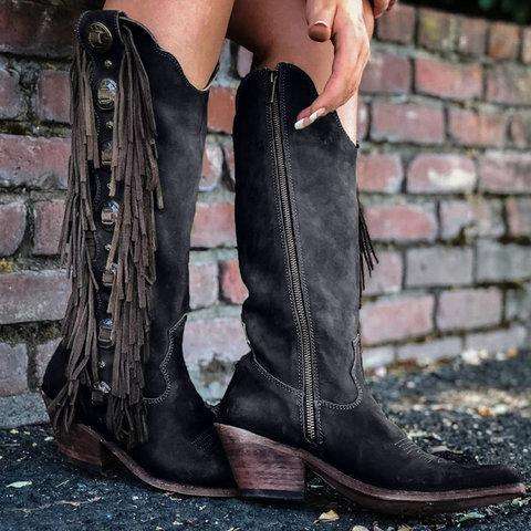 Women Cowgirl Western Slip-on Boot Shoes