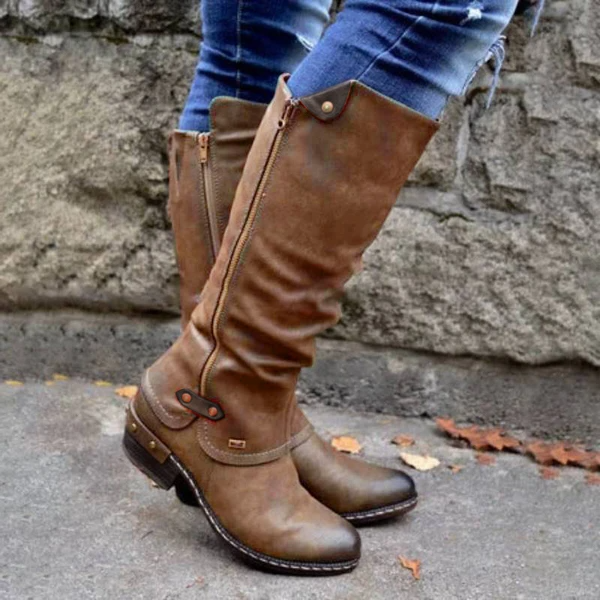 Womens Western Cowboy Knee Boots Punk Boots