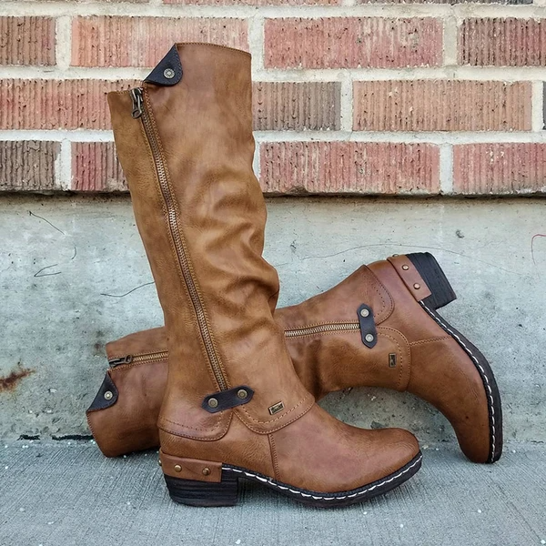 Womens Western Cowboy Knee Boots Punk Boots