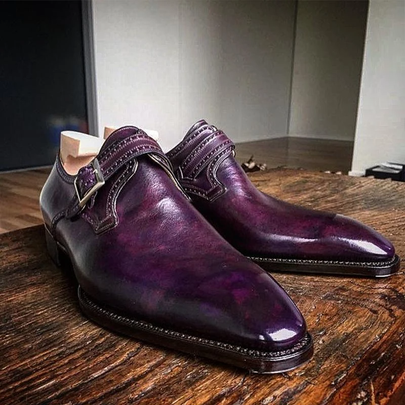 US$ 72.57 - Business Formal Purple Leather Shoes - www.fashionvoly.com