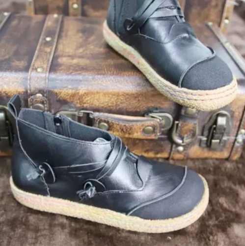Autumn Leather Flat Boot