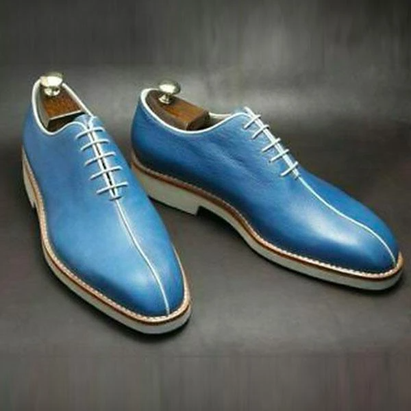 US$ 73.57 - Vintage Blue Handmade Brogue Formal Shoes - www.fashionvoly.com