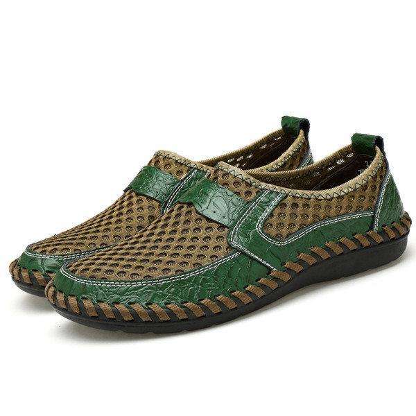 Men Stitching Honeycomb Mesh Soft Loafers Breathable Outdoor Casual Shoes