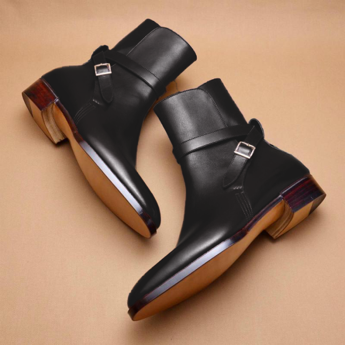 Men'S Handmade Leather Buckle Boots