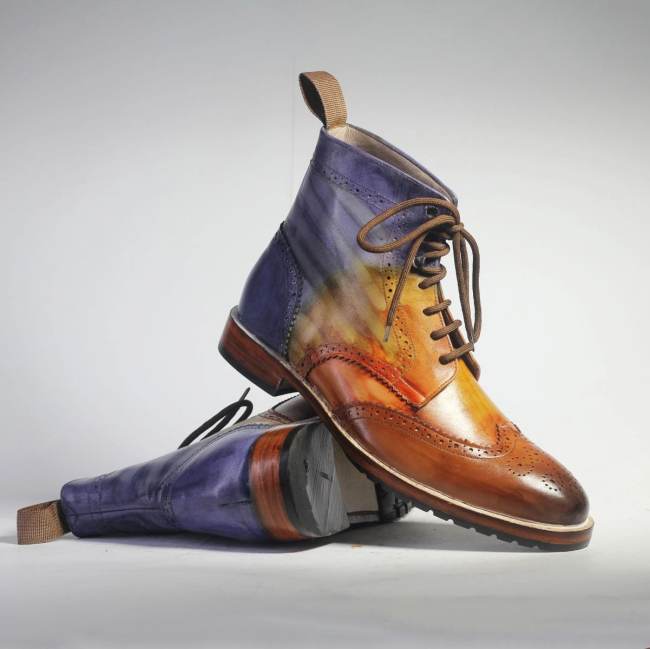 Men's Bullock Carved Genuine Leather Vintage Rub Color Martin Boots
