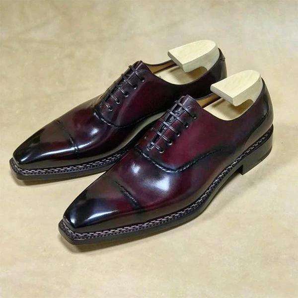 Gradient Color Effect Hand Painted Oxford Shoes Leather Shoes