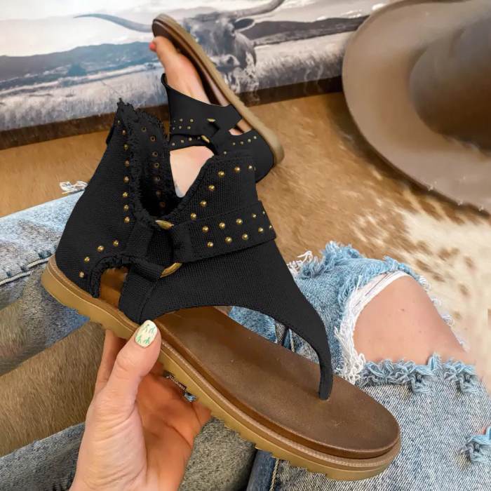 Women’s Fashion Studded Western Thong Sandals