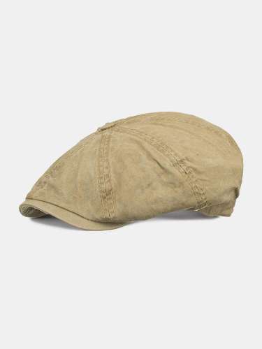 Men Washed Cotton Solid Peaked Cap