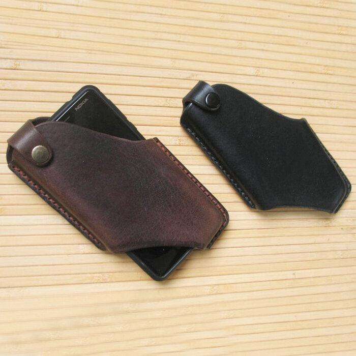 Men EDC Genuine Leather 6.5 Inch Phone Holder Phone Case Waist Belt Bag