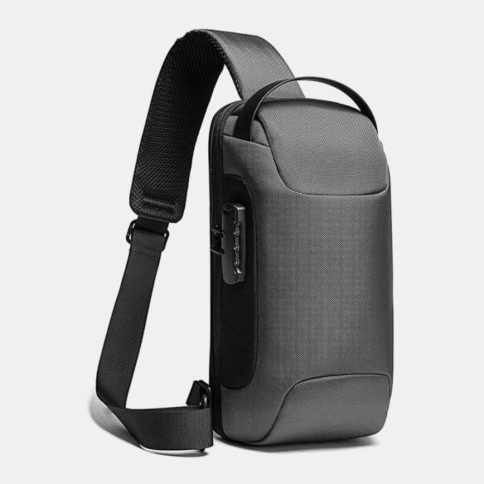Men Oxford USB Charging Multi-Layers Waterproof Outdoor Crossbody Bag Chest Bag Sling Bag