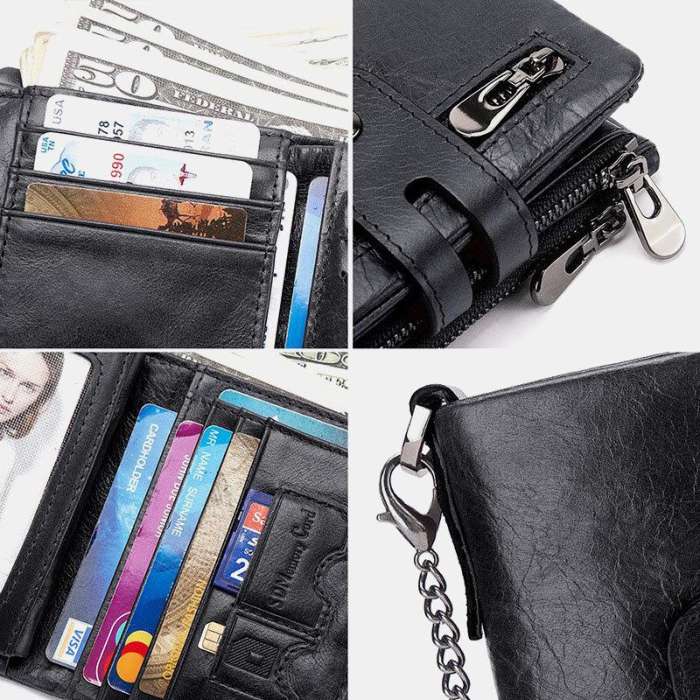 Men Genuine Leather RFID Wallet Card Holder