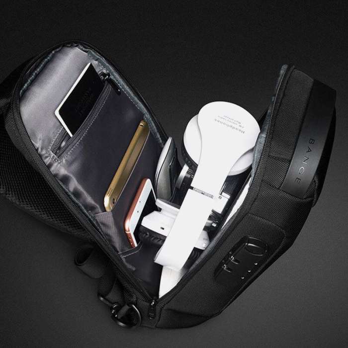 Men Oxford USB Charging Multi-Layers Waterproof Outdoor Crossbody Bag Chest Bag Sling Bag