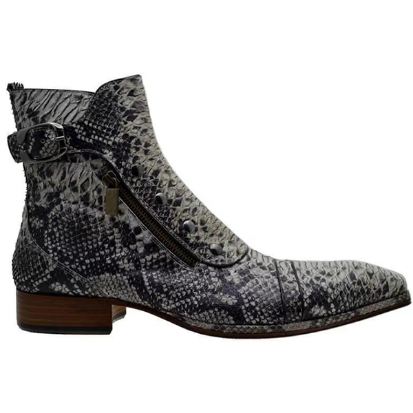 New Fashion Snake Print Low-Heel Men's Boots