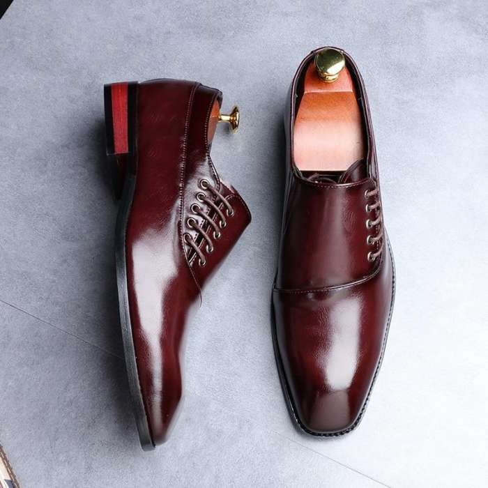 Elegant Fashion Men Luxury Leather Brogue Lace Up Dress Shoes