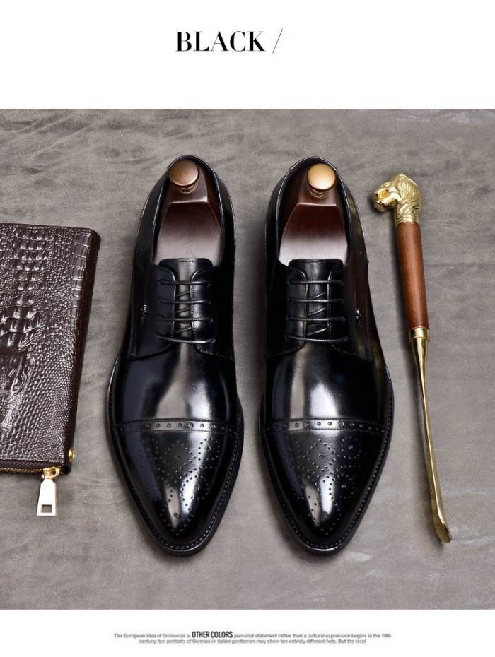 Men Genuine Leather Italian Designer Handmade Oxfords Formal Shoes