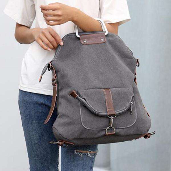 Casual Canvas Multipurpose Multi-pockets Backpack Crossbody Bag