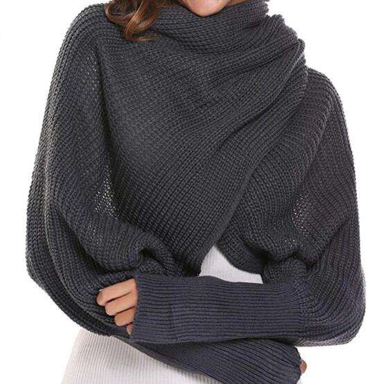 In-style Knit Scarf with Sleeves