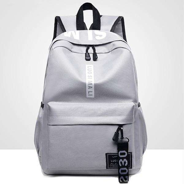 Women's Backpack Letter Pattern Chic Canvas Casual Back Bag