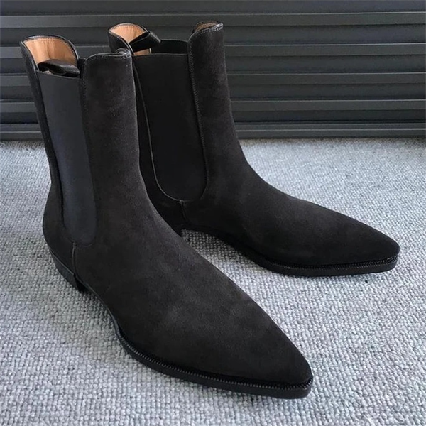 Trendy Low-heel Frosted Men's Mid-tube Chelsea Boots