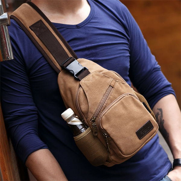 Men's Messenger Bag Canvas Shoulder Bag Sports Leisure Waist Bag