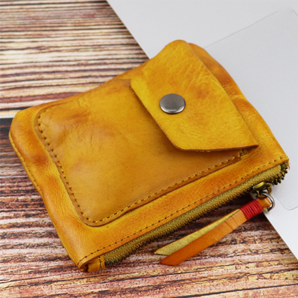 Handmade Retro Leather Multifunctional Zipper Storage Bag