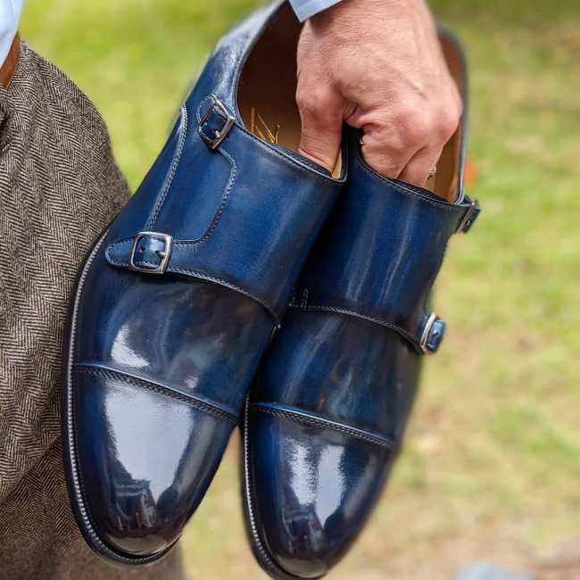 Classy Stunning Blue Double Monk Strap Shoes