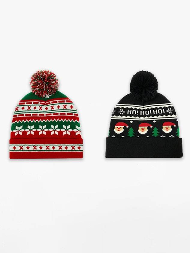 Christmas Snowflake Santa Wool Ball Knitted Hat