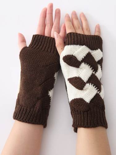 Color-block Woolen Gloves