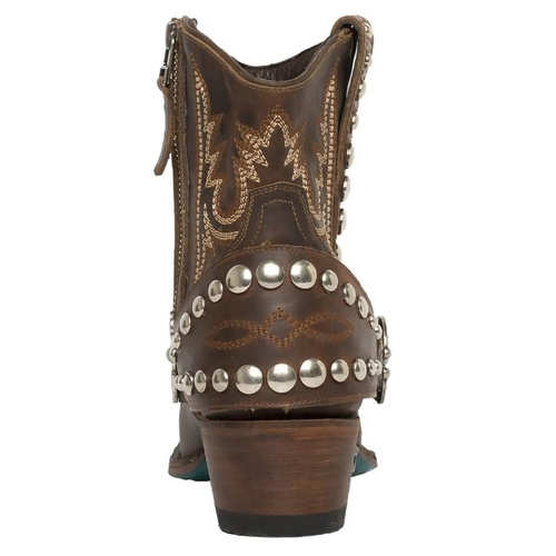 Embroidered Square Toe Rivet Boots