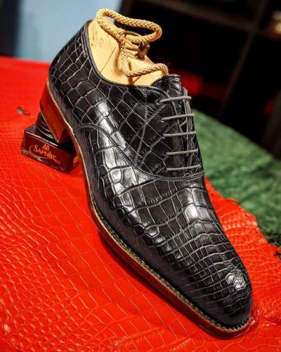 Men's Crocodile Leather Lace-up Low-top Oxford Shoes
