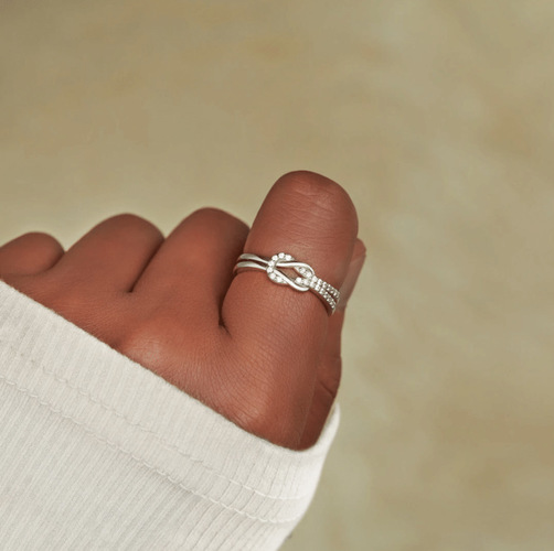 Mother & Daughter Square Knot Ring