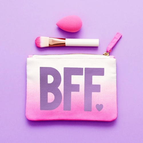 Bag for BFF - Makeup Bag for Friend - Galentines Day Gift - Cosmetics Purse for Friend - BFF Ombre Zipper Pouch - Alphabet Bags