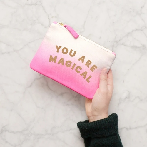 You Are Magical Pouch - Magic Pouch - Pink Ombre Zip Pouch - Small Makeup Bag - Small Cosmetics Pouch - Alphabet Bags