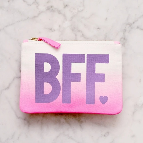 Bag for BFF - Makeup Bag for Friend - Galentines Day Gift - Cosmetics Purse for Friend - BFF Ombre Zipper Pouch - Alphabet Bags
