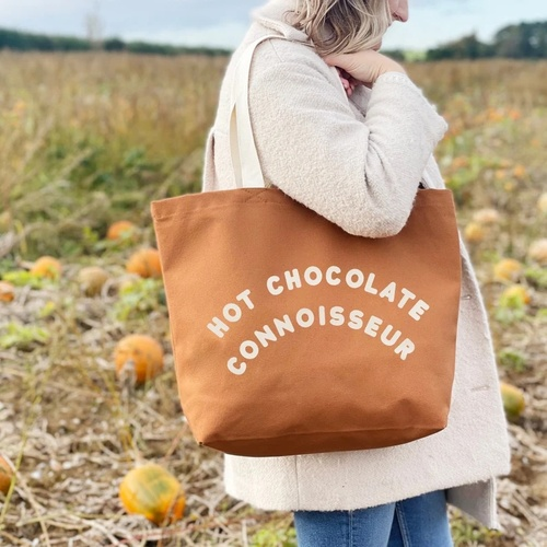 Hot Chocolate Connoisseur Tote Bag - Weekender Bag - Canvas Grocery Bag - Large Canvas Shopper - Canvas Bag - Large Tote Bag - Hot Chocolate