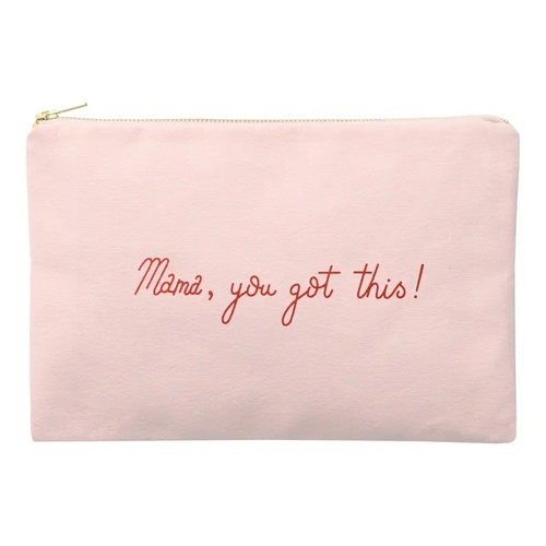 Mama You Got This Pouch - Makeup Pouch For Mothers - Blush Pink Cosmetics Pouch - Blush Pink Canvas Pouch - Gift for mum