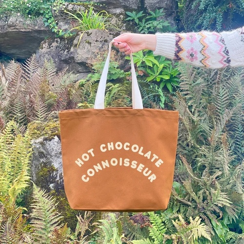 Hot Chocolate Connoisseur Tote Bag - Weekender Bag - Canvas Grocery Bag - Large Canvas Shopper - Canvas Bag - Large Tote Bag - Hot Chocolate