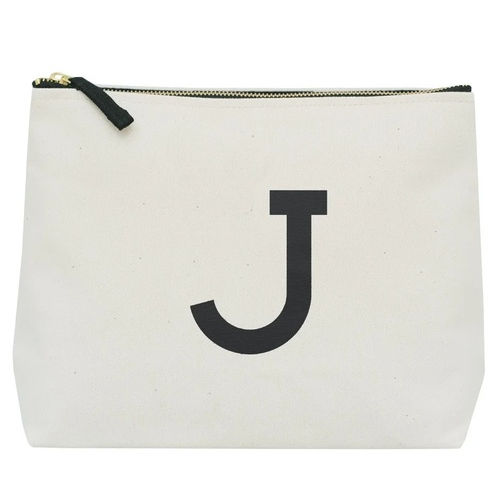 Letter J Wash Bag Toiletry Bag - J Initial Cosmetics Bag - Toiletry Bag - J Natural Initial Washbag - Alphabet Bags