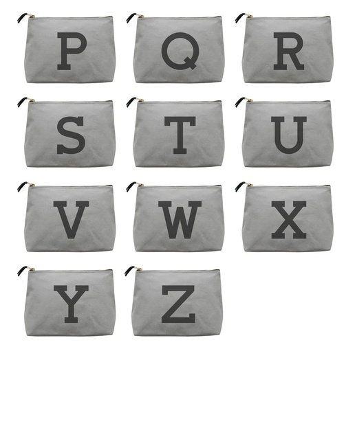 Grey Initial Washbag - Travel Toiletry Bag - Shaving Bag - Personalised Cosmetics Bag - Monogram Toiletry Bag - Dopp Kit