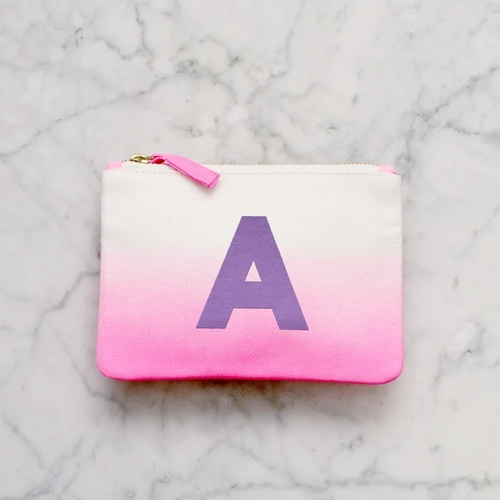 Personalised Zipper Pouch - Initial Pouch - Hot Pink Purse - Monogrammed Bag - Alphabet Cosmetics Bag - Christmas gift - Stocking Filler