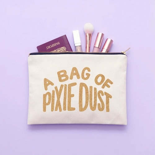 Cosmetics Bag - Toiletry Bag - Canvas Makeup Bag - Makeup Pouch - Clutch Bag - Pixie Dust Bag - Zipper Pouch