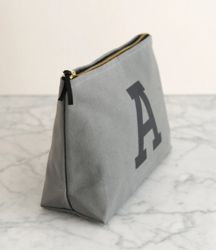 Grey Initial Washbag - Travel Toiletry Bag - Shaving Bag - Personalised Cosmetics Bag - Monogram Toiletry Bag - Dopp Kit