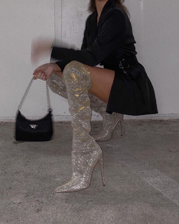 2022 Rhinestone thigh-high boots fashion women's boots