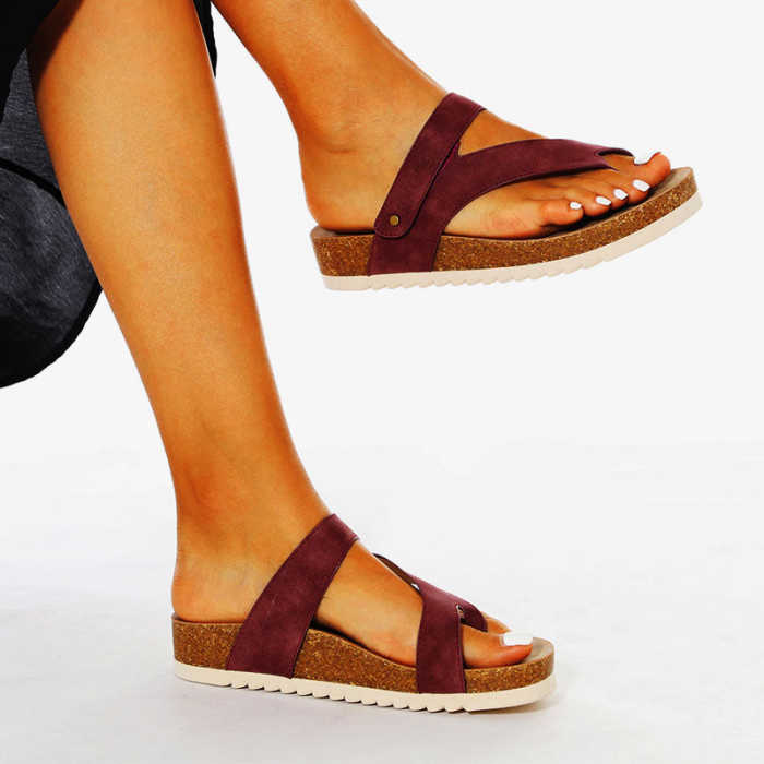 Solid Color Flip Flop  Casual Open Toe Slippers