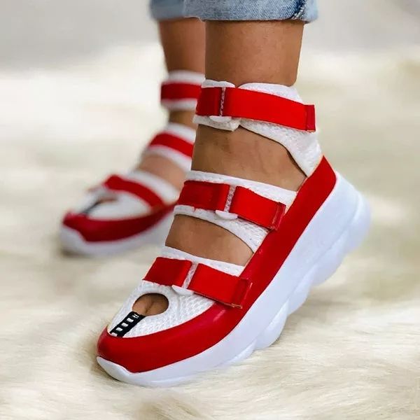 Casual Breathable Velcro Cut Out Sneakers