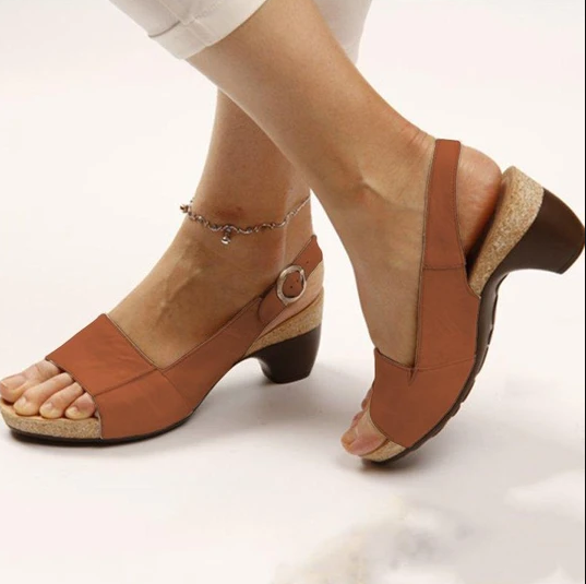 Women's Elegant & Comfortable Open Toe Low Chunky Heel Sandals