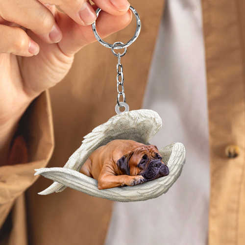 Bull mastiff Sleeping Angel Acrylic Keychain | Shop Now