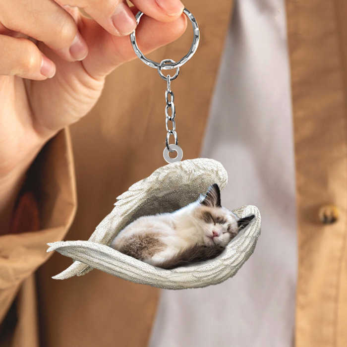 Ragdoll Cat Sleeping Angel Acrylic Keychain | Shop Now