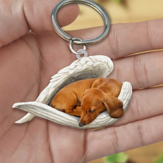 Dachshund Sleeping Angel Acrylic Keychain | Shop Now
